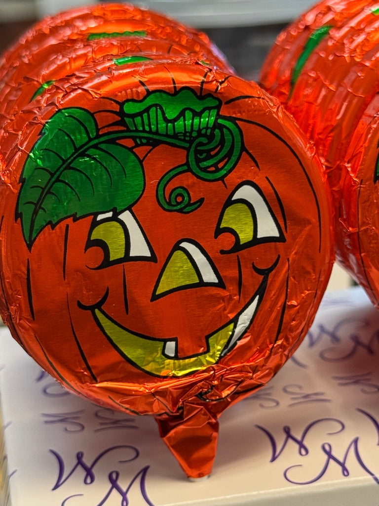 Foiled Jack-o-Lantern Milk Chocolate Lollipop