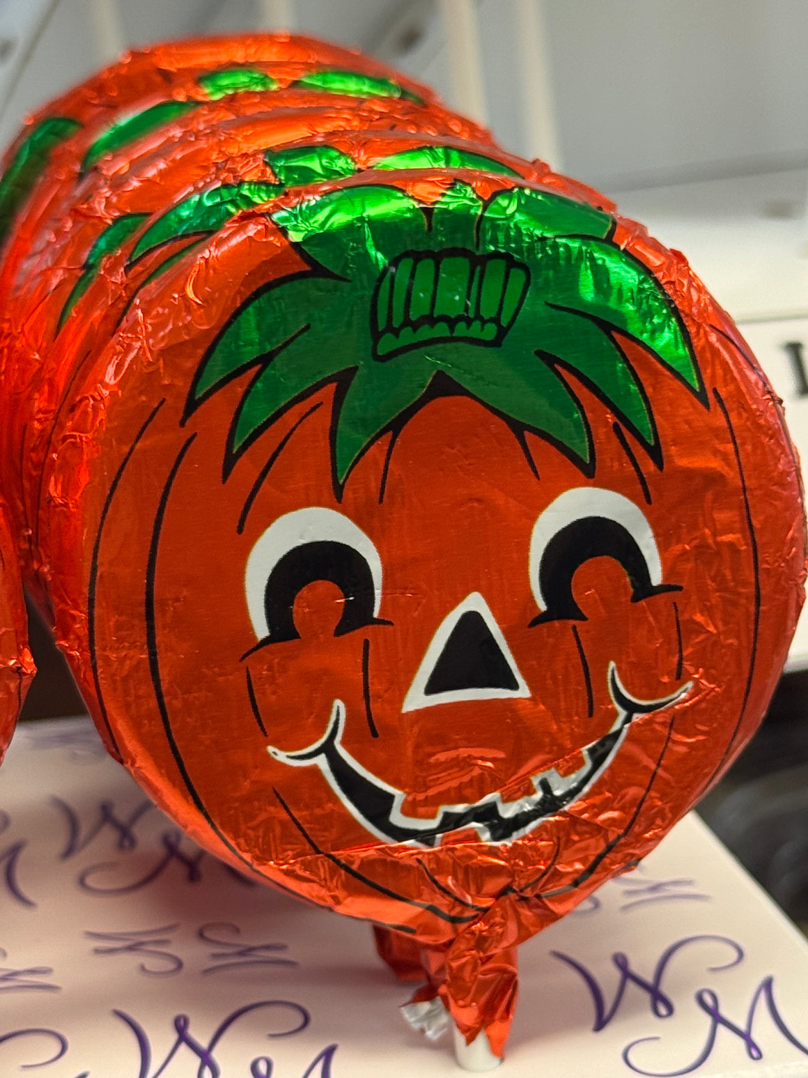 Foiled Jack-o-Lantern Milk Chocolate Lollipop