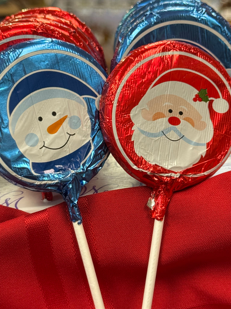 Foiled Santa or Snowman Milk Chocolate Lollipop