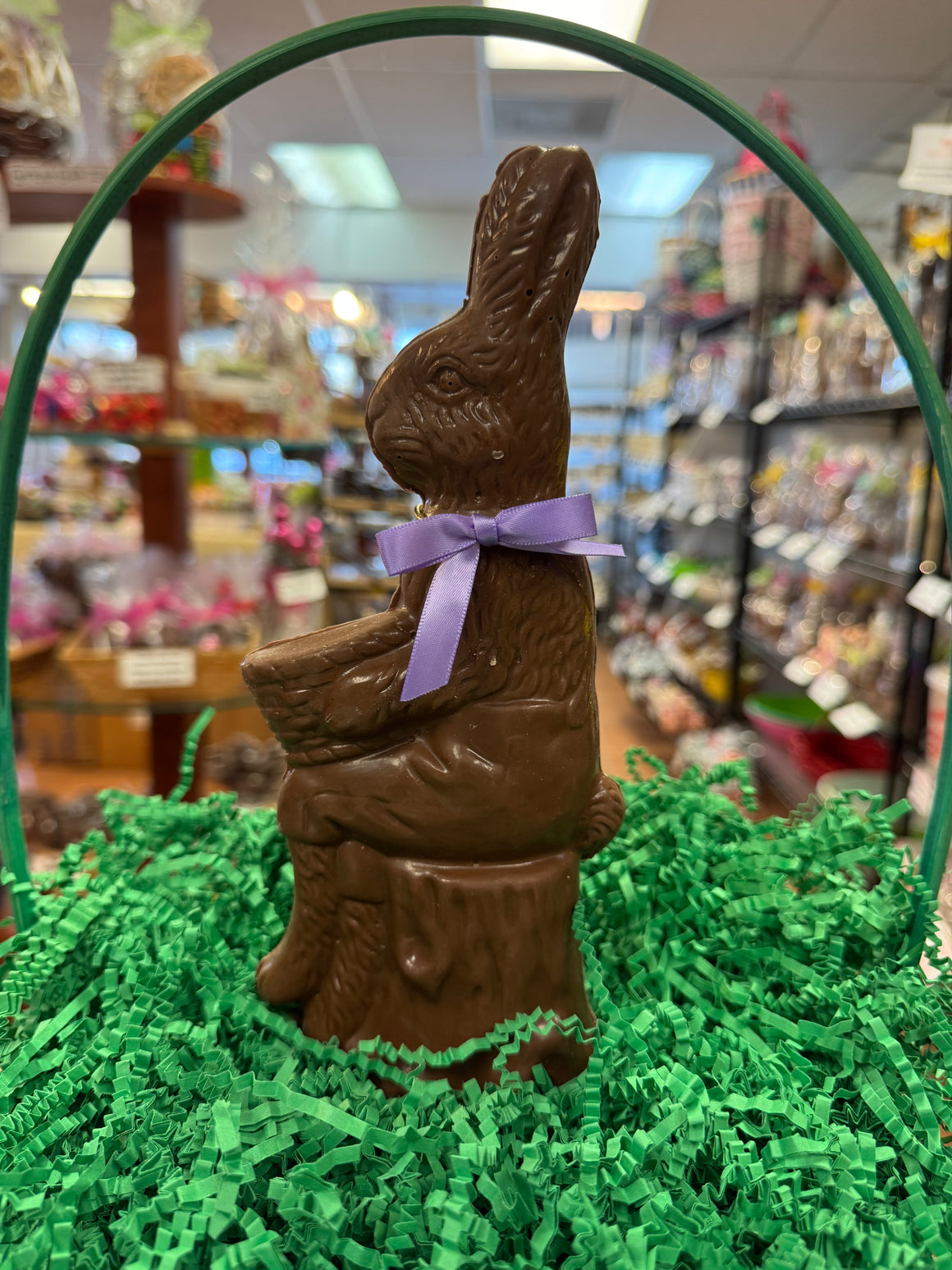 Milk Chocolate Hollow Bunny on Log